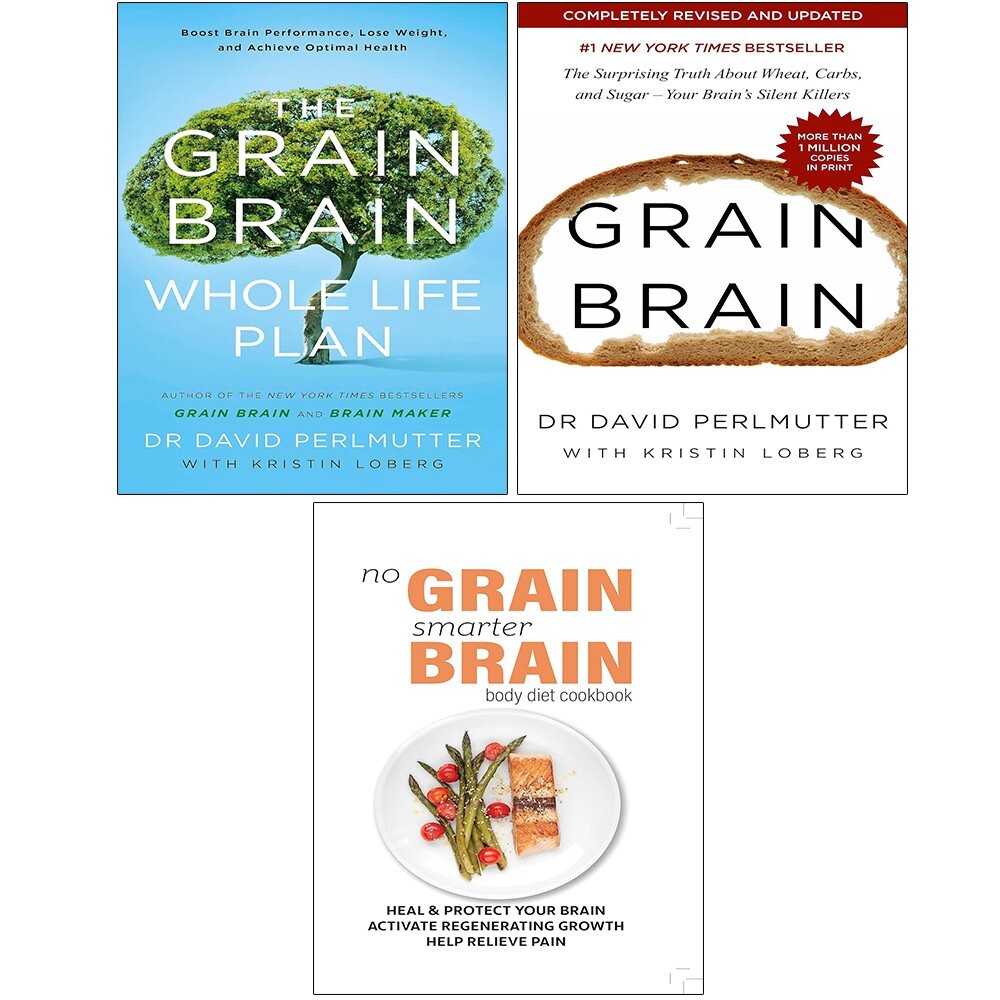 David Perlmutter Collection 3 Books Set No Grain, Smarter Brain Body Iota, Grain