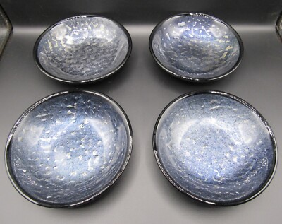 4 Paul Hathcoat Studios black & silver leaf 6  bowls 