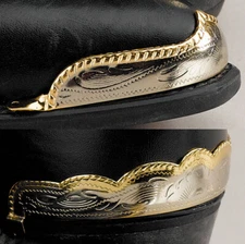Set of Western Cowboy Boot Tip and Heel Guard - Two-Tone Rope Edge Set