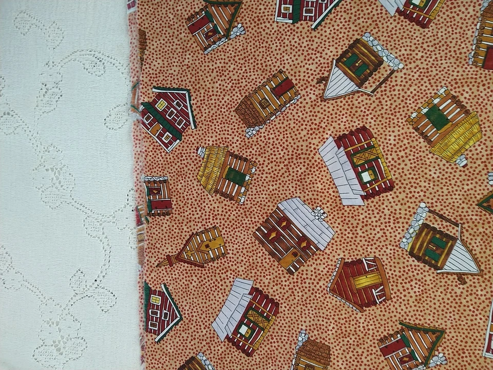 Moda Log Cabin Fall Autumn Houses Cottage Cotton Fabric 14"x44" by Cynthia Young - Image 3 of 4