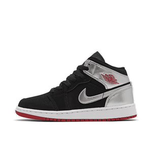 Big Kids Air Jordan Retro 1 Mid Basketball Shoes Black Gym Red