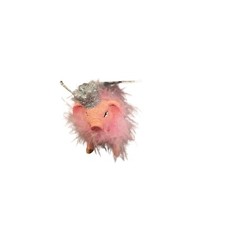 Pink Glitter Pig Princess Queen Christmas Ornament Boa Silver Crown Wings NEW