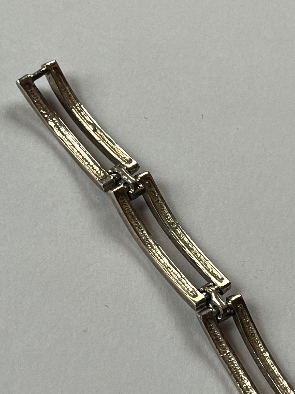 Classy Silvertone Open Rectangle w Tiny Clear Rhi… - image 8