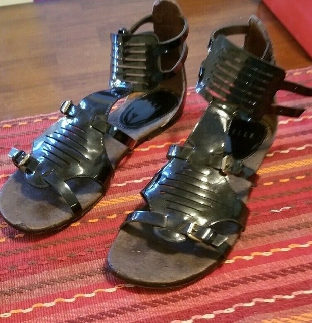 Elle Patent Leather Black Sandals (Size 8) | eBay