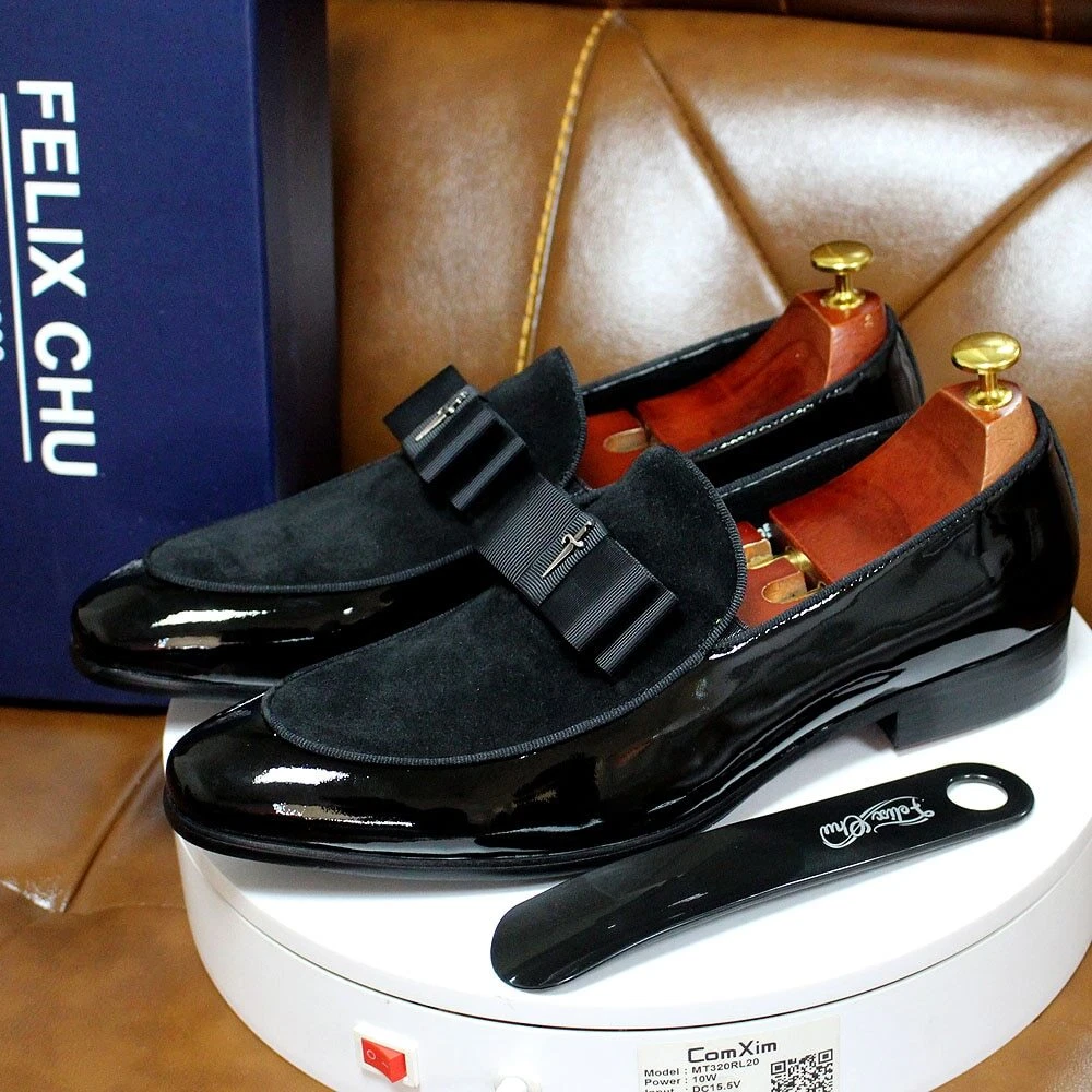 Handmade Genuine Patent Leather and Cow Suede Patchwork with Bow Tie Shoes  | eBay