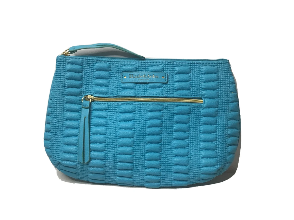 Elizabeth Arden Clutch Purse Neon Bright Blue Teal Y2k Zip Up Handbag
