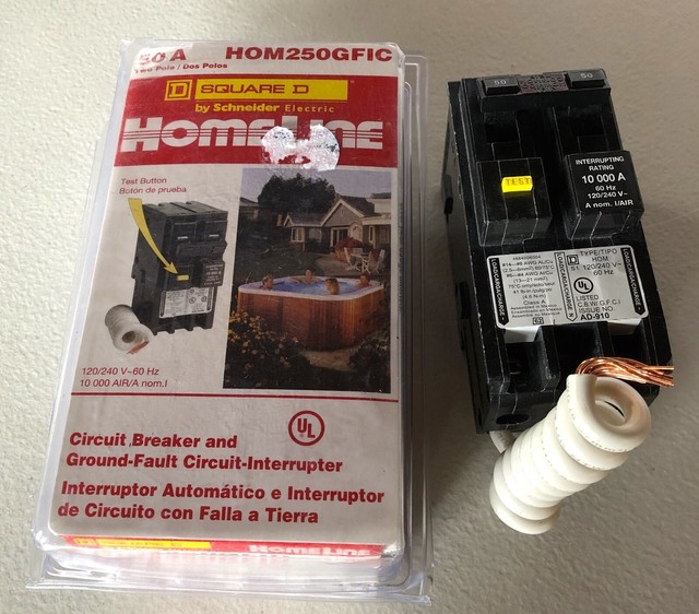 Square D Homeline Circuit Breaker Gfi Hom250gfi 2 Pole 50 Amp Hot Tub