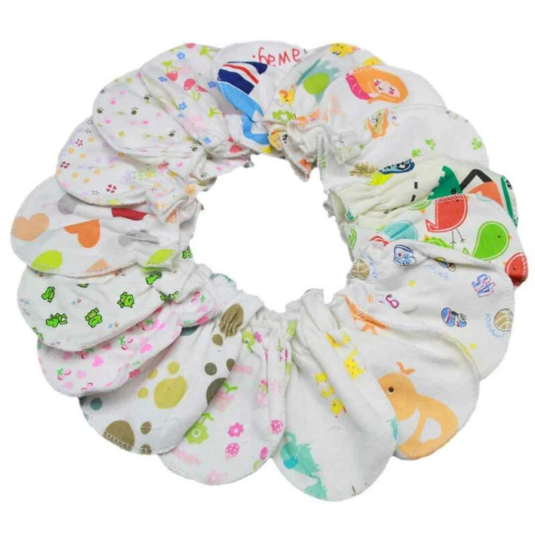 5X RANDOM Baby Newborn Infant Gloves No Scratch Mittens Cotton