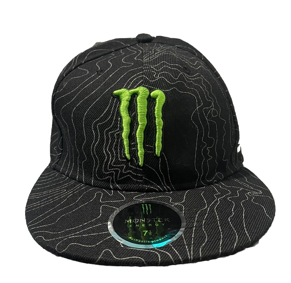 Monster Hat 1/8 Fitted Blue Green Logo Energy Drink Baseball Cap