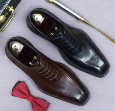 Fashion British oxford shoes square toe Genuine formal leather handmade shoes