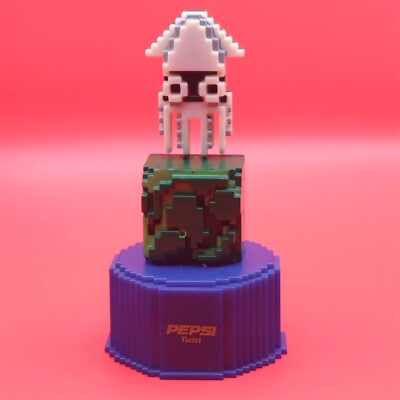 Blooper Super Mario Pixel Art Pepsi Plastic Bottle Cap Figure Limited Japan Rare
