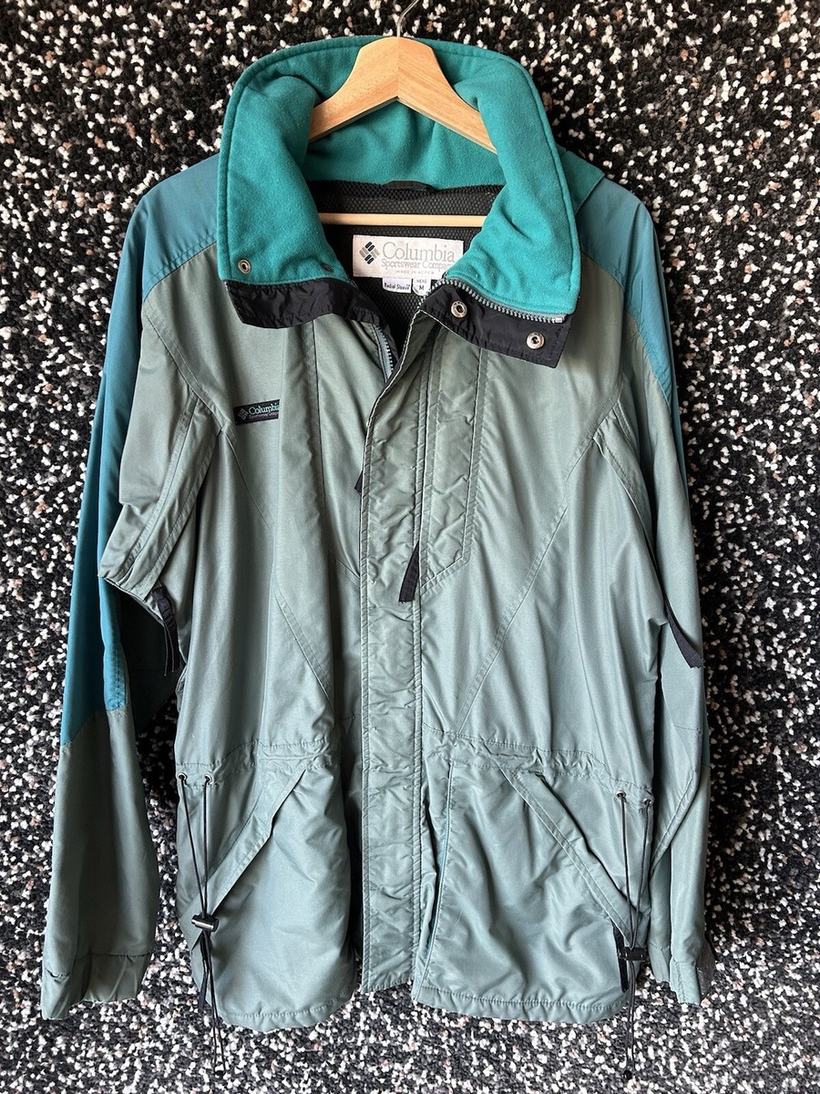 Vintage 90s Columbia Jacket Green Double Whammy Black M Hood