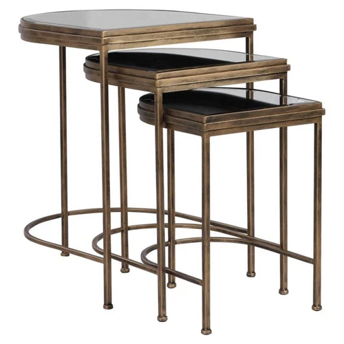 Uttermost India Contemporary Metal Nesting Tables in Antique Gold (Set of 3) - Picture 1 of 9