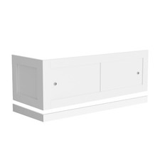 White PVC 1700mm 2 Sliding Doors Bath Front Panel & 700mm End Panel