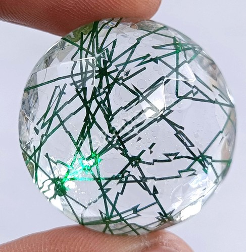 98.75 CT Round Green Rutilated Quartz Certified Transparent Loose Gems 5MRS - Picture 5 of 7