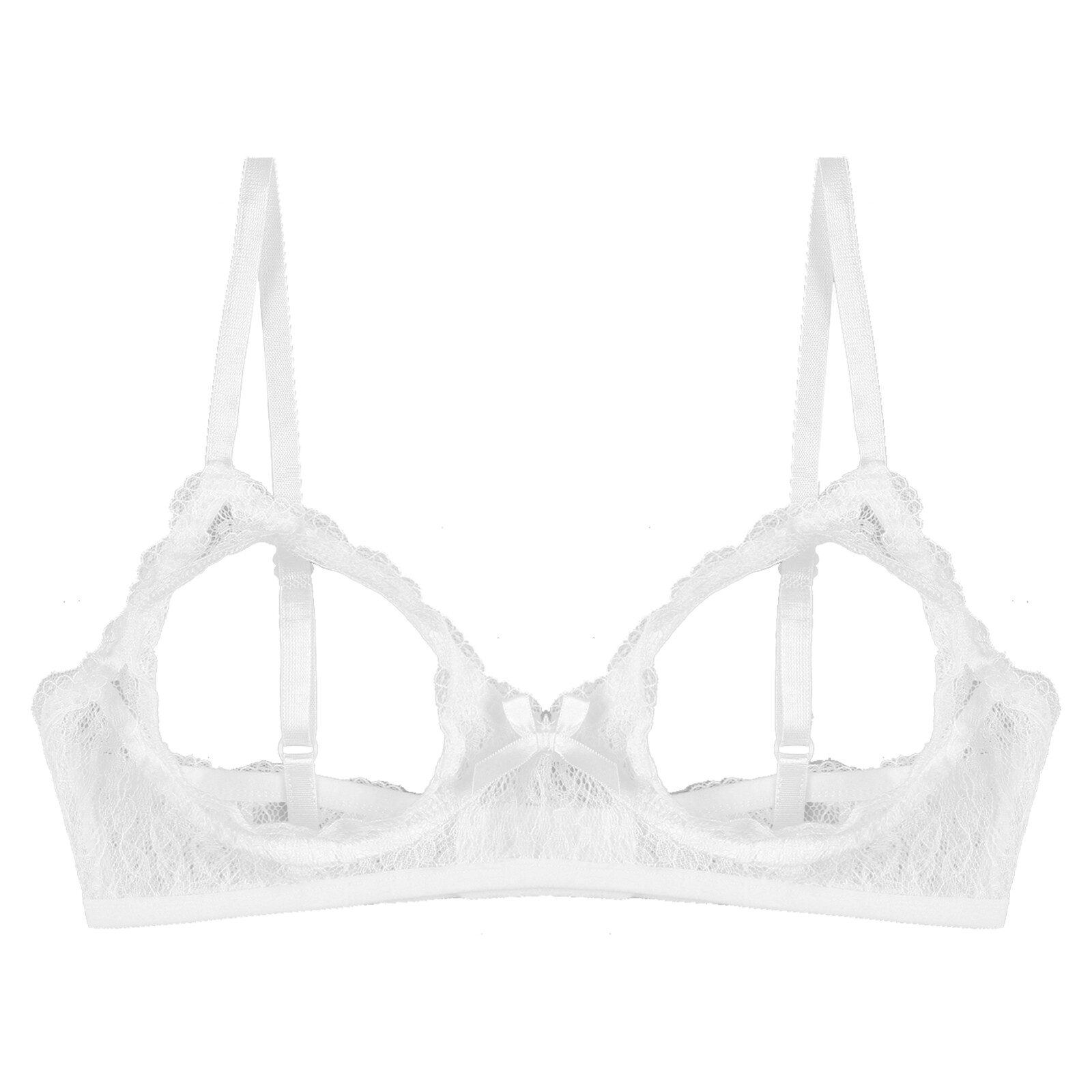Women's Sheer Lace Bras Open Cups Nipple Split Unlined No Padded Push up Bra