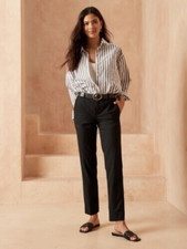 NWT Banana Republic Women RT 110 Black Ryan Slim Straight Stretch Ankle Pant 4R