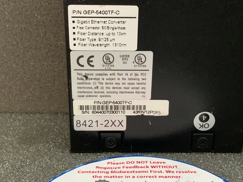 GEP-5400TF-C UNICOM GIGABIT ETHERNET FIBER OPTIC 1000BASE-LX SHIPSAMEDAY TESTED - Picture 7 of 11