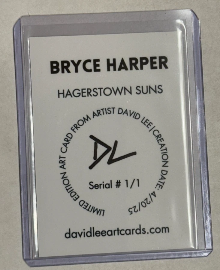 Bryce Harper Platinum Plated Artist Signed "Hagerstown Suns" Trading Card 1/1 - Image 2 of 2