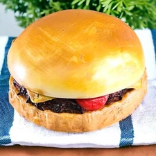 VTG Fridge Magnet Realistic Faux Lunch Food Rubber Cheese Hamburger and Tomato