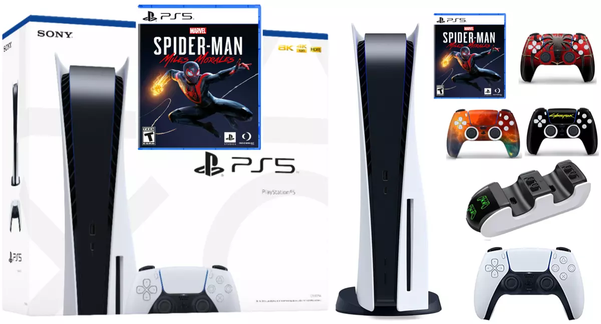 Sony PlayStation 5 Console (PS5 Disc Version) with Miles Morales Spiderman  and Accessories 