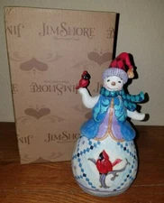 8" JIM SHORE Heartwood Creek Season of Cheer Snowman Christmas Figurine Cardinal