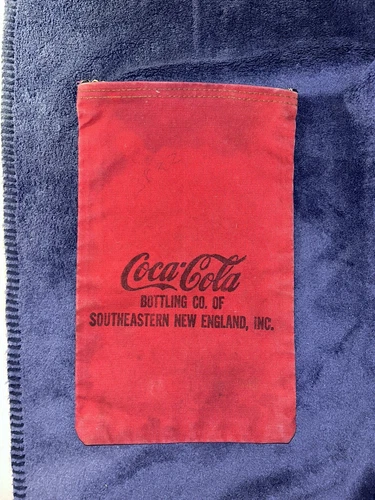 Vintage Canvas Coca Cola Money Coin Bank Deposit Bag With Zipper