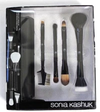 Sonia Kashuk Double Duty Brush Set with Case Black NEW