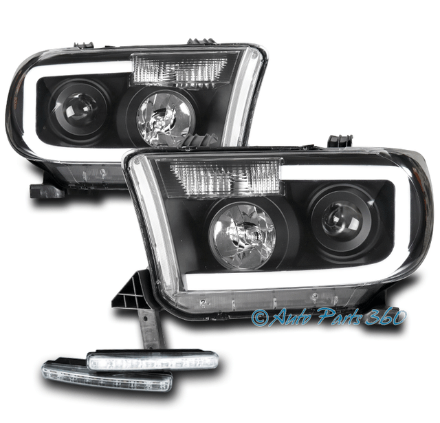 FOR 07-13 TOYOTA TUNDRA/08+ SEQUOIA LED BLACK PROJECTOR HEADLIGHT HEADLAMP +DRL | eBay