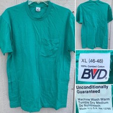 Vintage BVD Pocket Tee T-Shirt Combed Cotton Single Stitch XL Made In USA