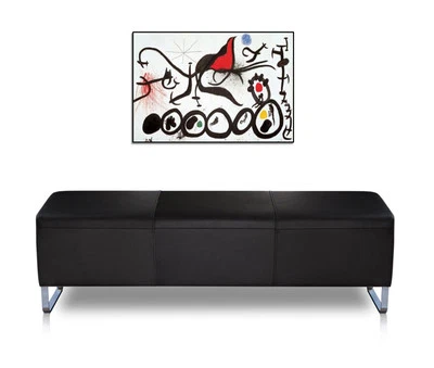 Longue Banquette Bauhaus En Cuir Véritable Sur Pied En Acier Inoxydable Qualité - Photo 1/4