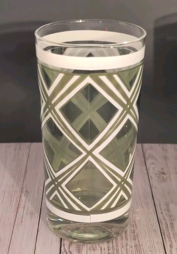 4 VTG Georges Briard Green White Plaid Highball Cocktail Tumbler Glasses 5.5"🟢⚪ - Picture 6 of 7
