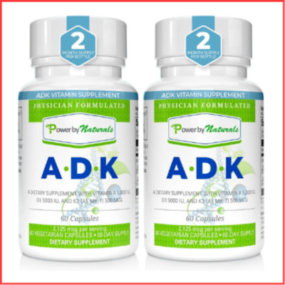 ADK VITAMIN Supplement Support Bone Health 60ct 2 Pack POWER BY NATURALS