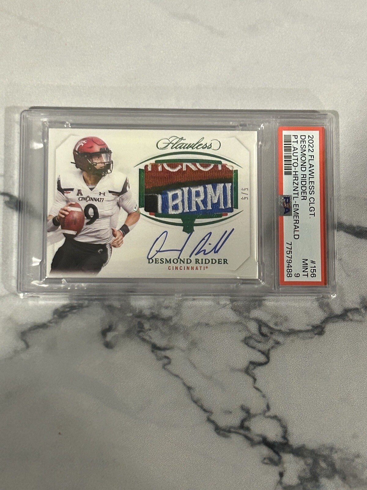 Desmond Ridder Panini Flawless Collegiate #156 Patch Autographs-Horizontal-Emerald