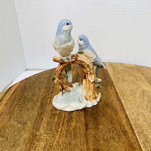 Vtg Duncan Royale Fine Porcelain Blue Birds Bird Parakeets Roses - Picture 8 of 13
