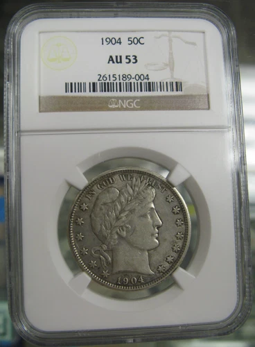 1904 50C About Uncirculated Barber Half Dollar NGC AU53 