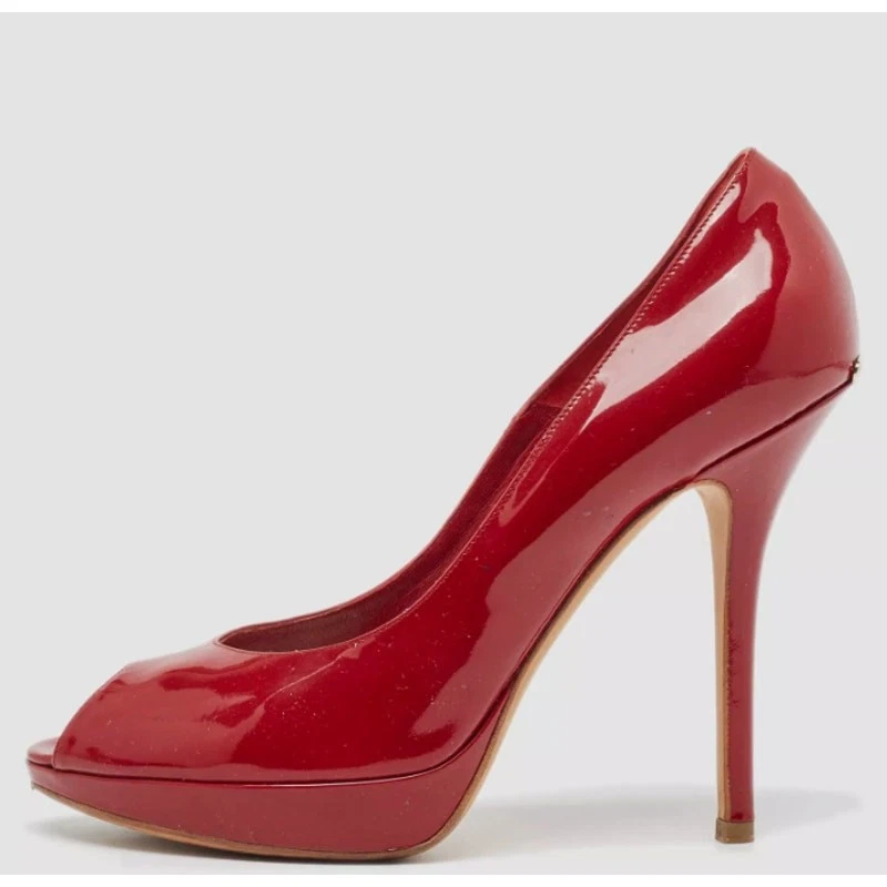 Escarpins Christian Dior talons aiguilles hauts femme 37 cuir verni rouge Miss Dior