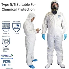 3 x Coveralls Type 5 /6 Disposable Cleaning Painting Spray Suits Hood Boot