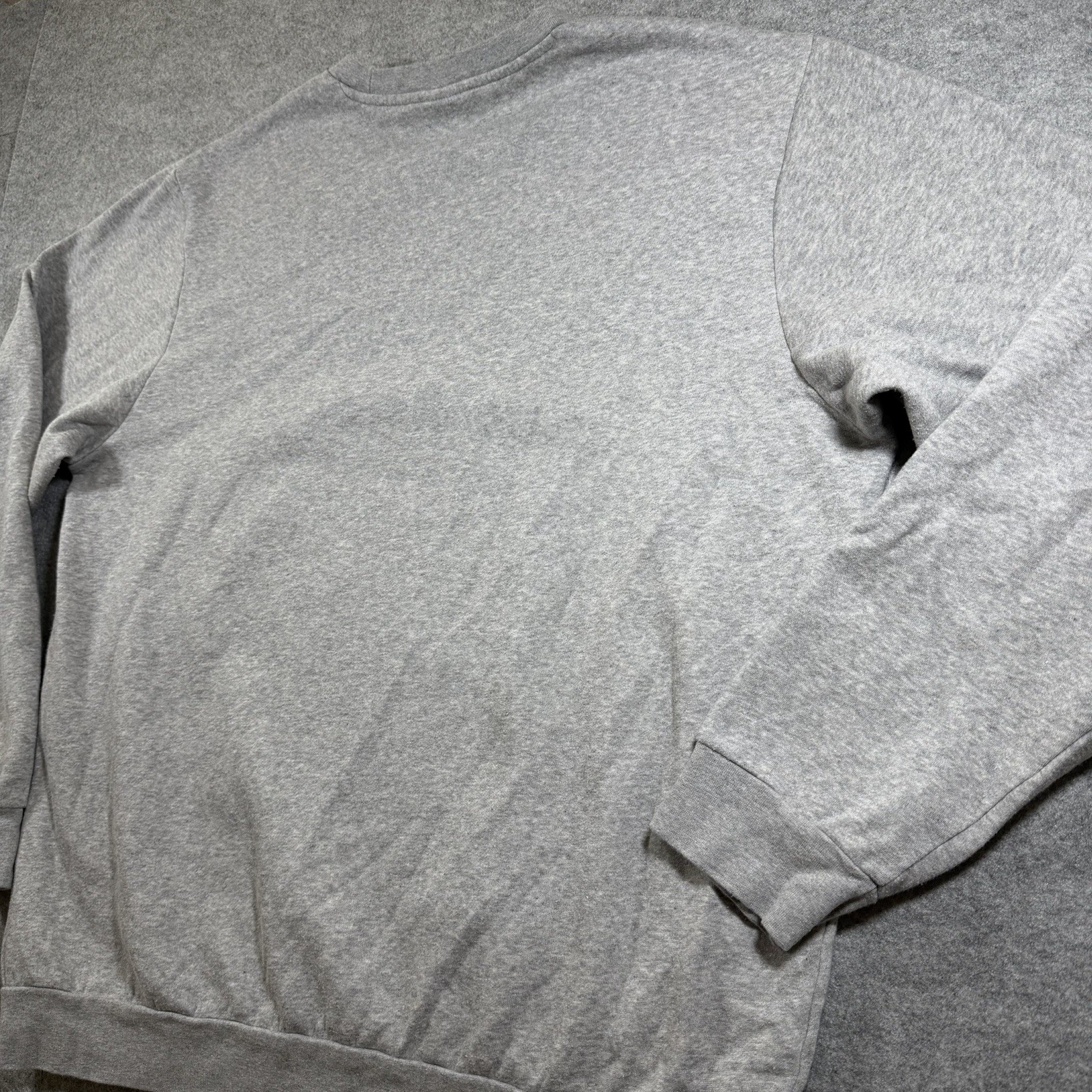 Adidas Crewneck Sweatshirt Mens Gray Oversized Cotton Fleece Pullover Logo thumbnail 9