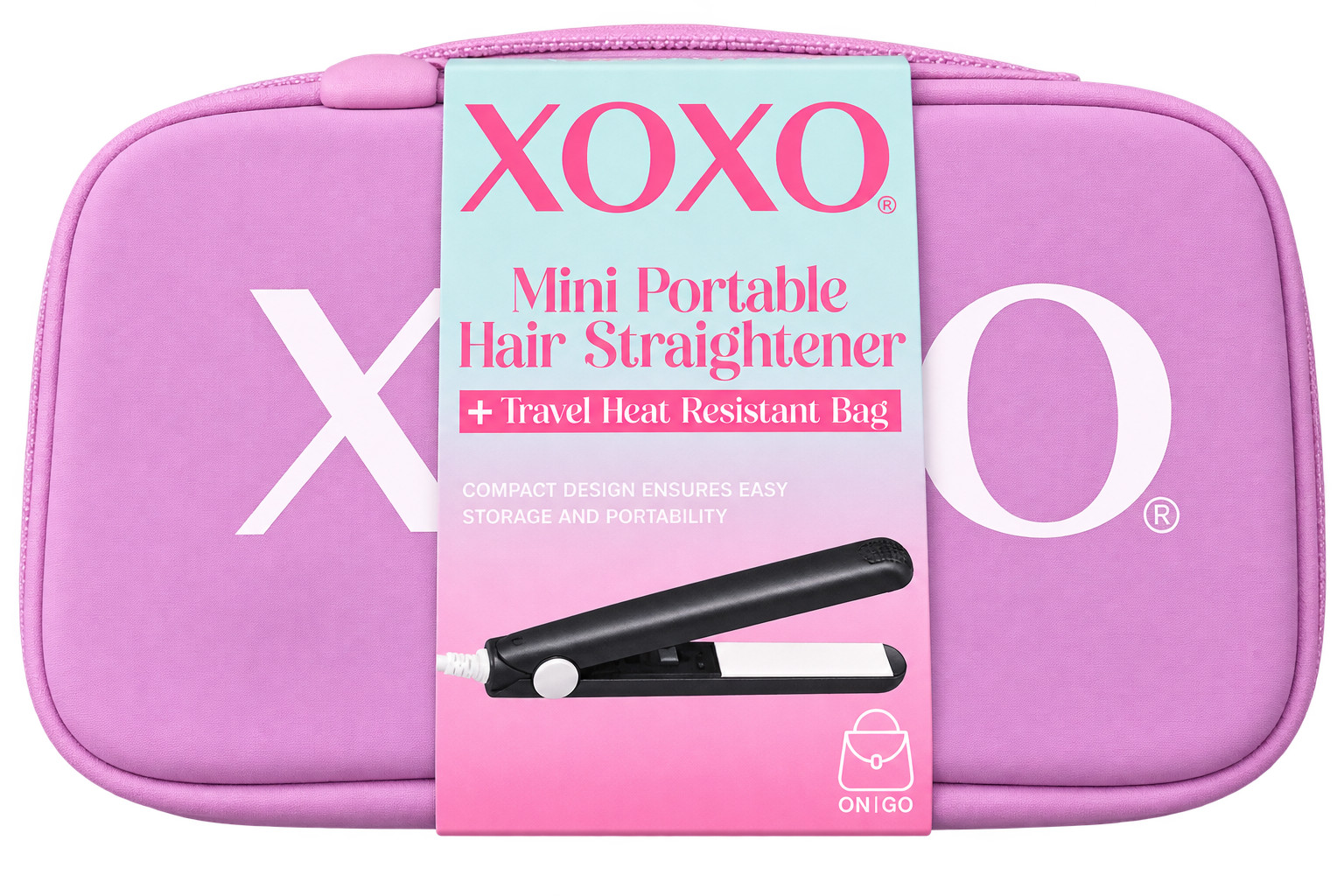 XOXO Mini Portable Hair Straightener with Travel Heat Resistant Bag