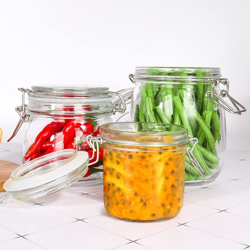 25 oz 6 Pack Clear Glass Jars With Airtight Lids and Leak Proof Rubber Gasket - Picture 5 of 7