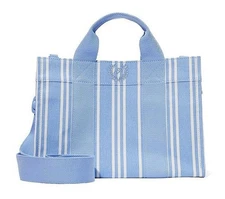 Victoria's Secret VS Pink Mini Crossbody Canvas Tote Bag Blue & White Stripe