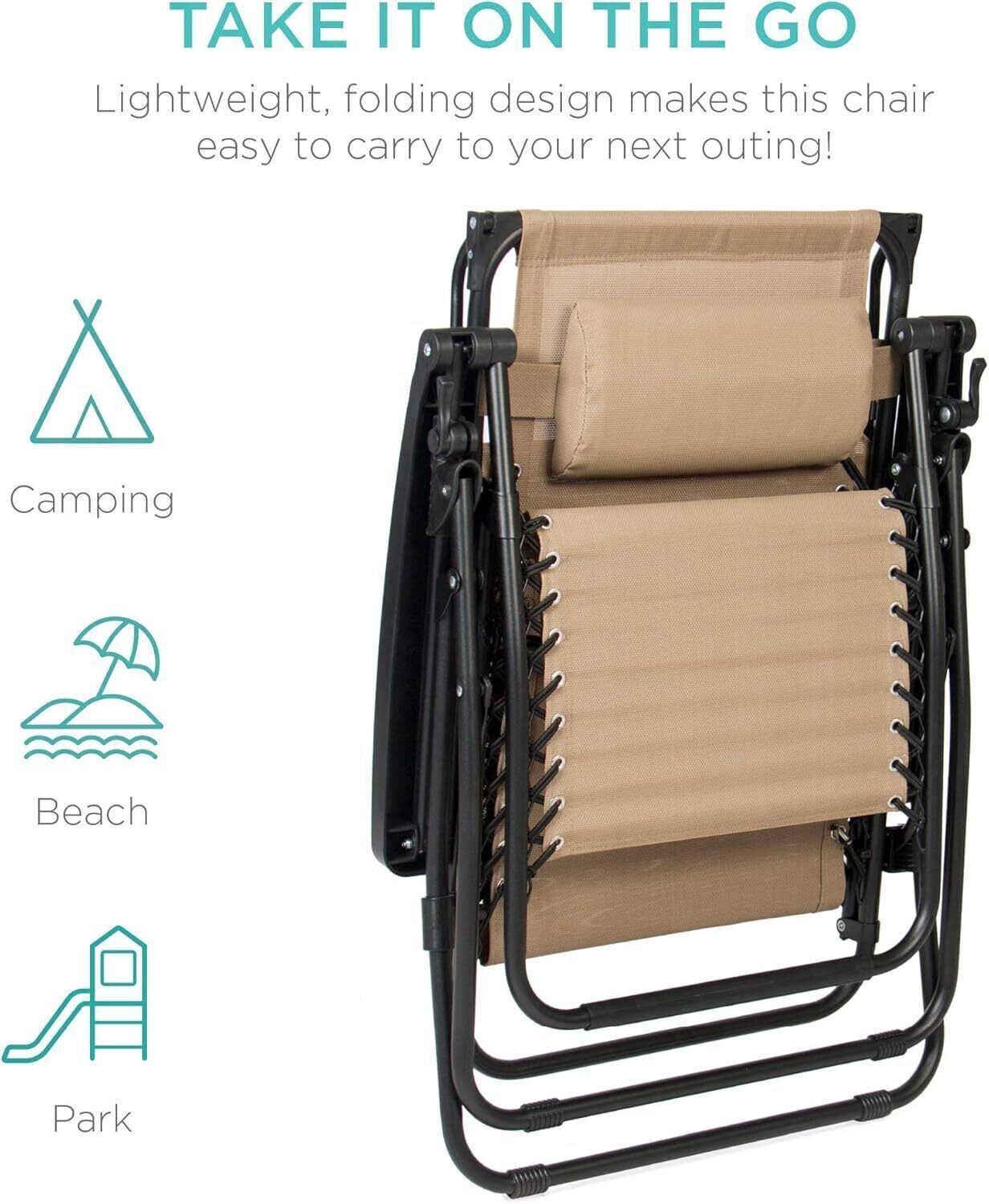 Folding Zero Gravity Outdoor Recliner Patio Lounge Chair Adjustable Canopy Shade