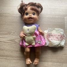 WORKS Hasbro 2010 Baby Alive Doll New Teeth Tongue Blonde Dress Drink Wet