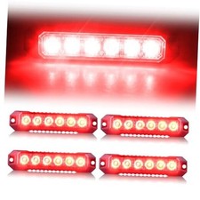 4PCS 6 LED Strobe Lights for Trucks Car Vehicles Sync Feature Flashing Red
