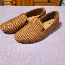 Birdies Women's Starling Raffia Diamond Quilted Flat Shoes Brown Women's SIze 8