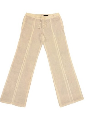 Strenesse Gabriele Strehle Ivory 100% Linen Pants Drawstring Women s Size 2