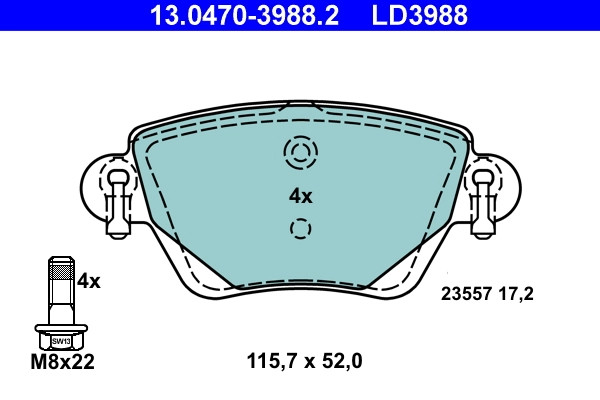Plaquettes de frein ATE 13.0470-3988.2 pour frein à disque origine OE 1121895