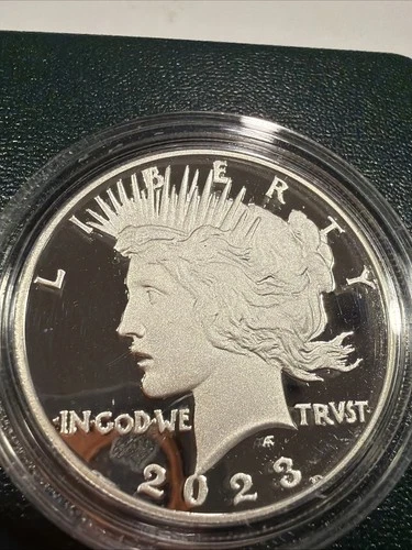 2023 S Peace Silver Dollar Proof Coin, Original US Mint Box No COA SPOT PR 314