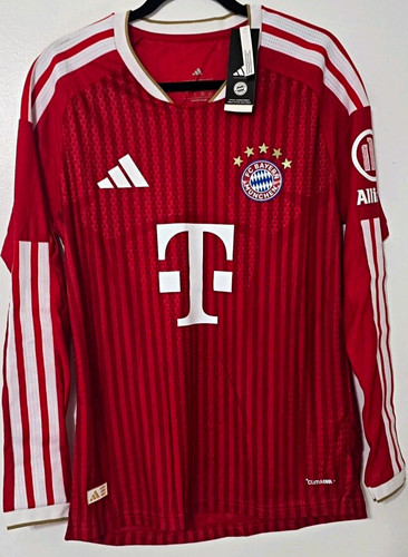 adidas Bayern Munich Red White Long Sleeve Soccer Jersey Shirt T-Mobile